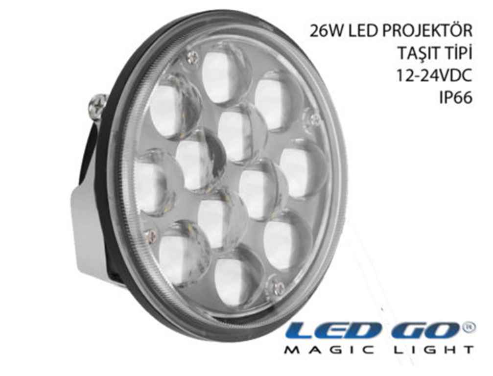 Led Go®PPR-26-24V 26W Taşıt tipi Led Projektör/spot 12~24V DC - LED GROUP®