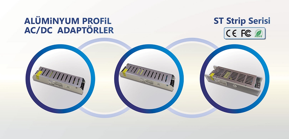 Alüminyum Profil AC/DC Adaptörler 12/24V