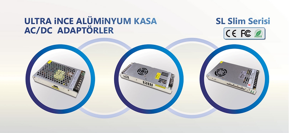 Ultra Ince Alüminyum Kasa AC/DC Adaptörler 12/24V